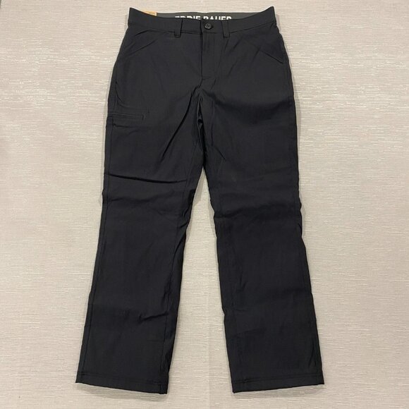 Eddie Bauer Fleece Lined Tech Pants Mens 32 x 30 Black Water Repellent Insulated - Picture 2 of 11
